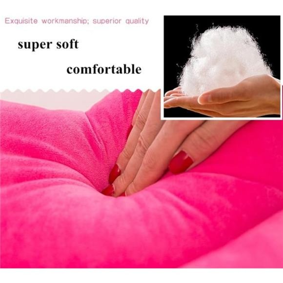 Hot Pink Lip Shape Throw Pillow Girls Valentine'sDay Gift Soft Velvet Decorative - Picture 2 of 6